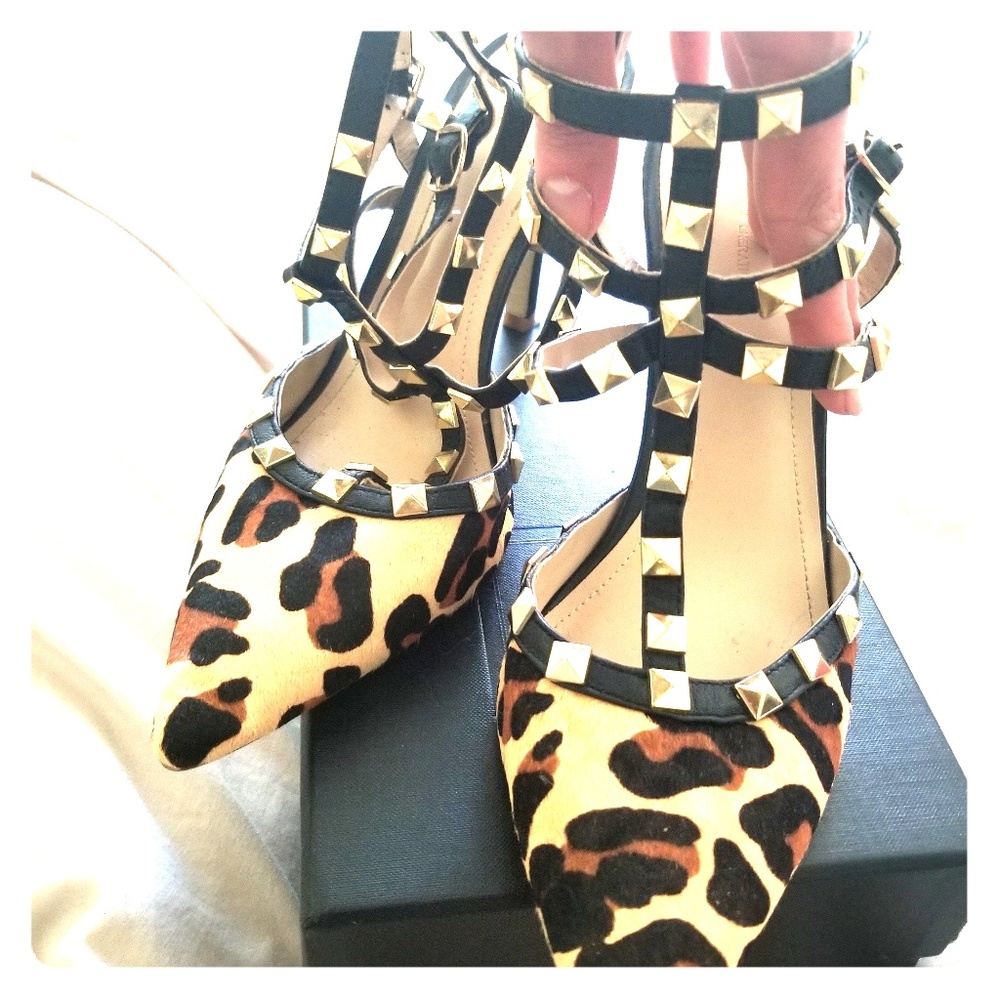 BCBG heels rockstuds leopard